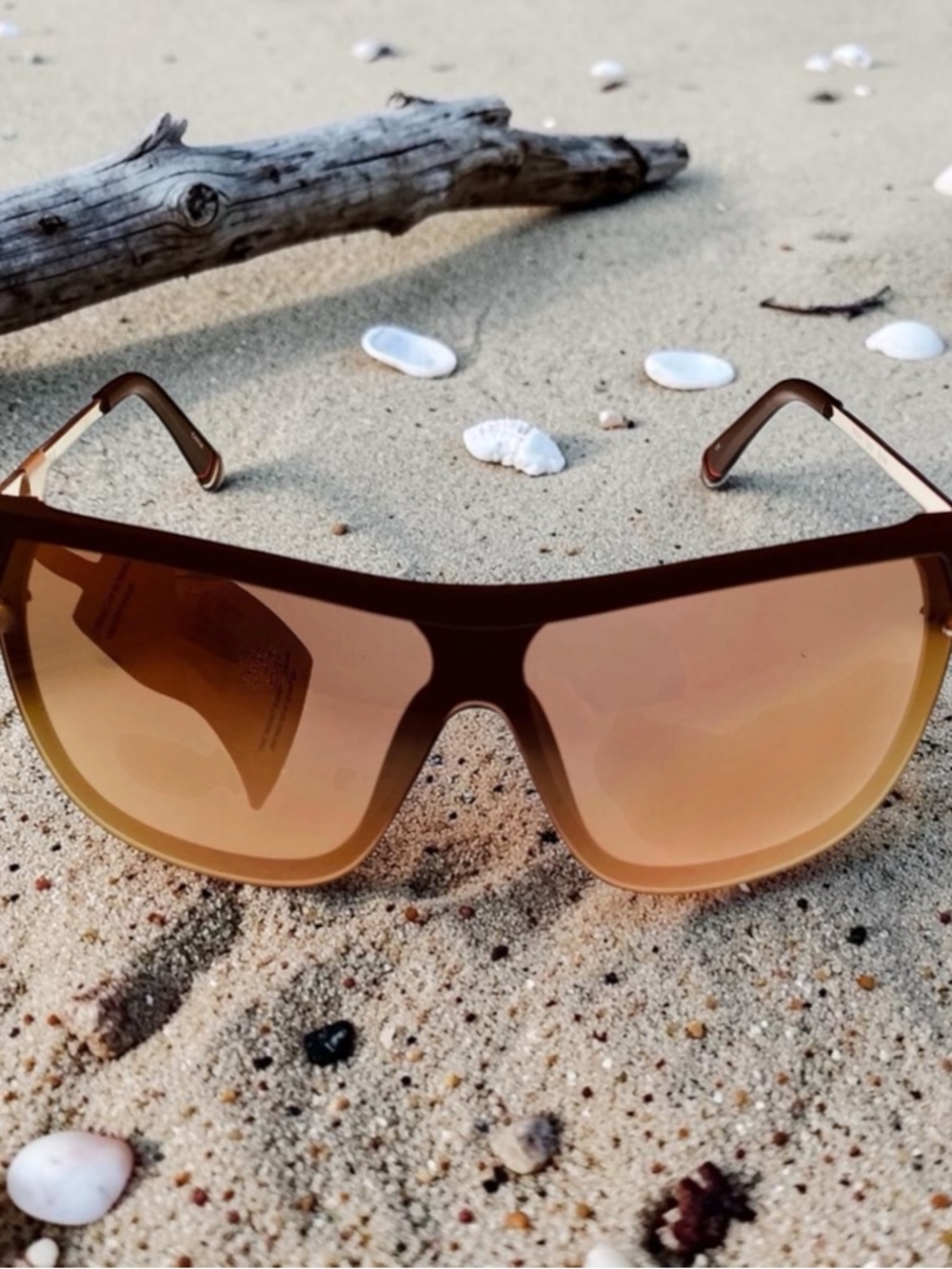 Fila Unisex Matte Brown Plastic Shield  Sunglass , Brown Flash Lens SF9343 U228V